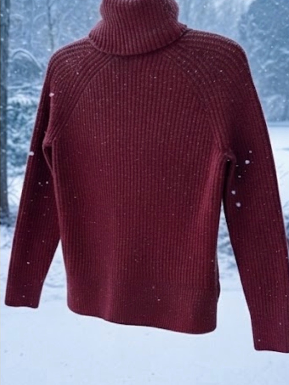Madewell Turtleneck Rib-Knit Sweater in Rust Red